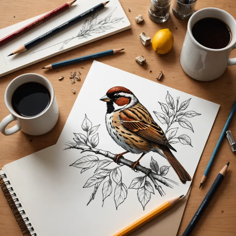 Рисунок воробья: простые эскизы для вдохновения и творчества